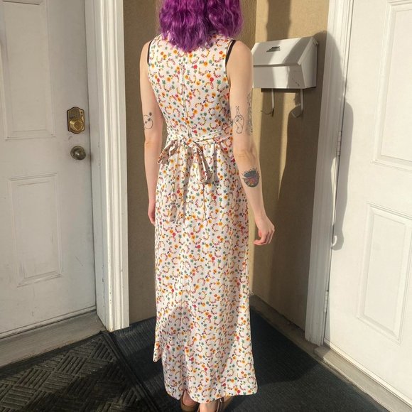 1970s White Light Floral Maxi Dress Made By Gay Gibson - Picture 4 of 4